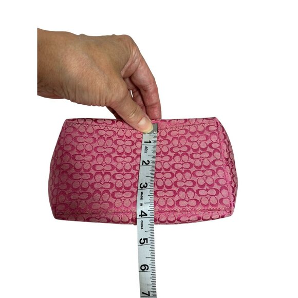 Coach Y2K Pink Signature Mini C Canvas Leather Handbag Monogram Baguette Demi - Picture 8 of 14